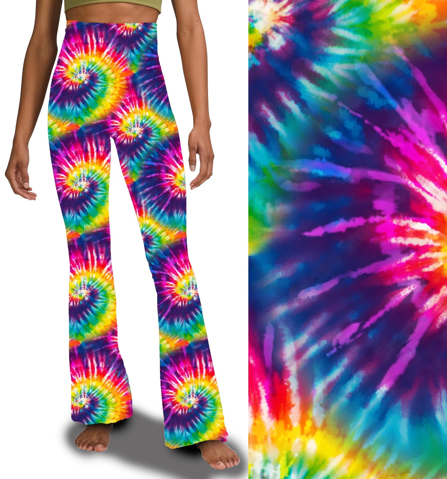 Bright Tie Dye - Yoga Flares with Pockets