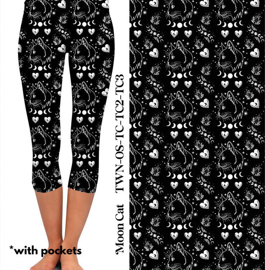Moon Cats - Capri Leggings with Pockets