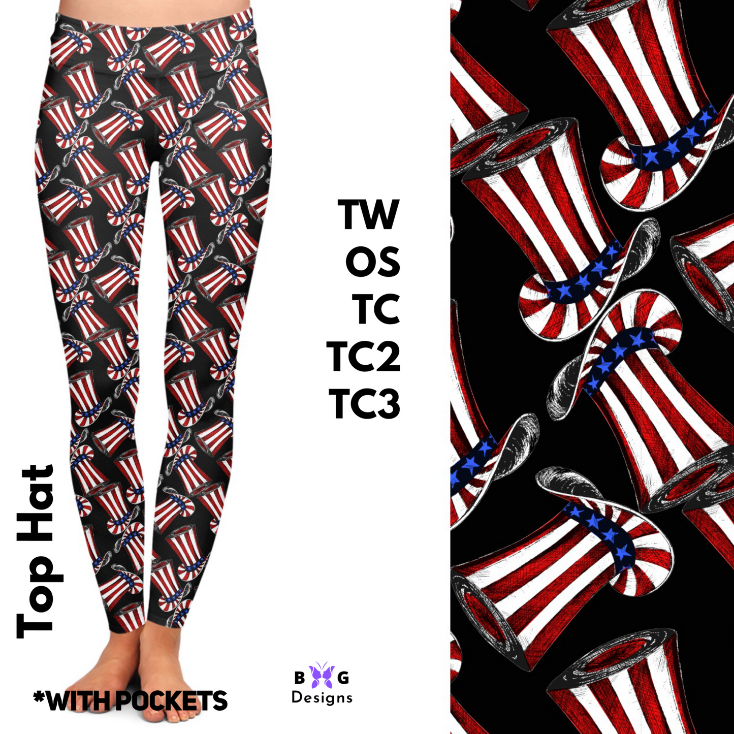 Top Hats - Leggings with Pockets